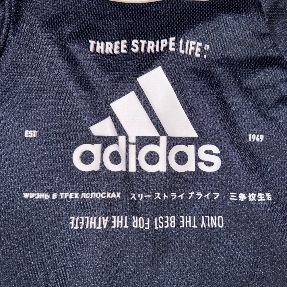 Adidas Navy Blue Baseball Jersey with White Graphics
